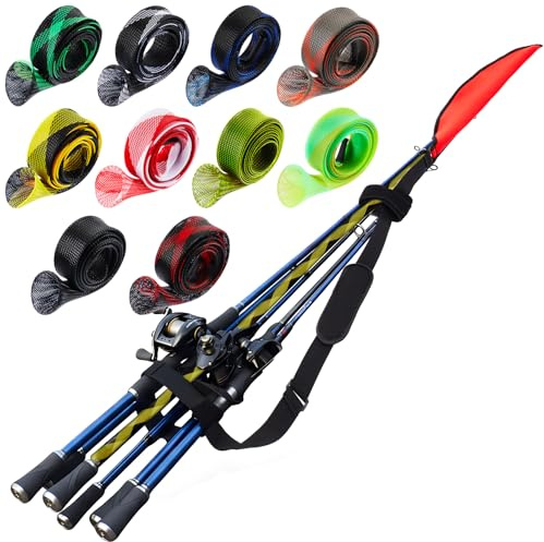 Soulchen Multi Fishing Rod Carrier, Can hold 10 rods, Including 10Pcs Fishing Rod Sleeve, Lightweight Easy Carry for Transport and Storage,Gift for Fishermen