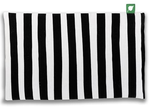 HERBALIND Kirschkernkissen 30x20 cm schwarz-weiß Streifen – 600gr Kirschkern Wärmekissen – Natürliche Wärmekompresse Mikrowelle & Backofen – Handmade in Germany Abstract gestreift