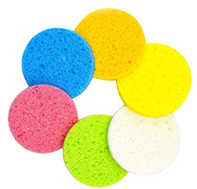 CIYODO 50pcs Compressed Wood Pulp Sponge Dishwashing Cleaner Kitchen Sink Faucet Cleaning Multipack Sponges Random Color
