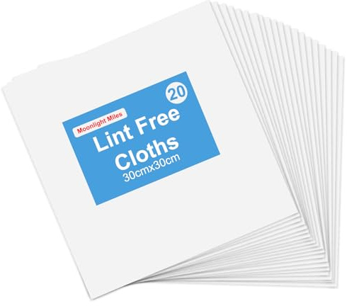 Moonlight Miles 20PCS Lint Free Cloth, Lint Free Cloths for Oiling Wood, Soft Cleaning Rags, Reusable Lint-Free Microfibre Cleaning Cloth for Screen Glass Cleaning (30×30cm)