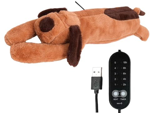 Qkbuza Stofftier Wärmekissen Für Erwachsene | Wärmendes Hunde Plüschtier | USB-Elektrisches Kuscheltier Mit Automatischer Abschaltung & Temperaturregelung | Für Schulter, Rücken, Nacken, Bauch,