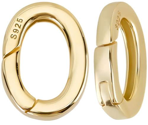 SUNNYCLUE 1 caja con 3 cierres de Resorte Ovalados Dorados de Plata de Ley S925, cierres de Joyería de 10mm con Mosquetón de Gatillo Pequeño, Extensores de Eslabones para Collares, Pulseras Y Otros Ar