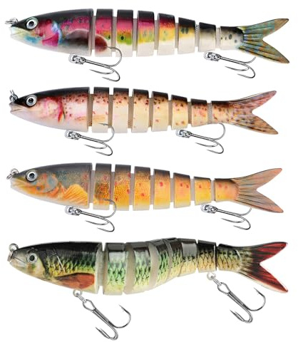 4 Stück Wobbler Hecht Hechtköder Swimbait Hecht Köder Set Angelköder Bionischer Fischköder Kunstköder Raubfisch Köder Geeignet für Barsch, Zander und Raubfisch