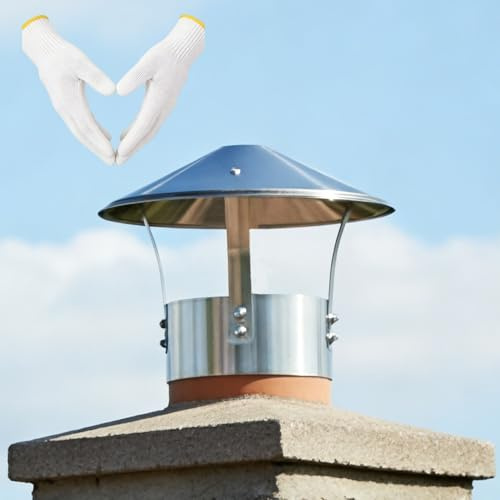 Couvercle de Cheminée Anti Pluie Chapeau de Cheminée Extérieur en Acier Inoxydable 304, Chapeau de Pluie de Toit Rond pour Conduit de Fumée 75mm 125mm 220mm 315mm(125mm)