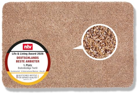 Rutschfeste Schmutzfangmatte innen waschbar - Beige 50 x 80cm (Rechteckig) | Saugfähige Sauberlaufmatte Innenbereich Entra SAUGSTARK pflegeleicht Sauberlaufmatte 100% Baumwolle Türmatte robust Fußmatte