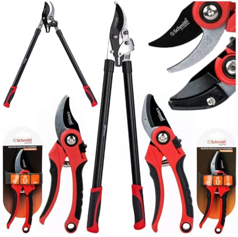 Schmith – Tagliasiepi – Set di Attrezzi da Giardino 3 Pezzi - Tagliasiepi con Lame in Acciaio SK5, Impugnature Ergonomiche, Professionale