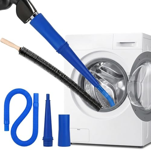 Vervora 4 Pieces Tumble Dryer Vent Cleaner Kit, Flexible Vacuum Attachment with Lint Remover Brush and Crevice Hose Adapter for Dryer Vent, Radiator Gap and Dust Cleaning