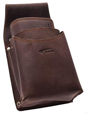 Menzo Kellnerbörsenset 12 Monate GARANTIE! Mit Fach für Gastro-Computer aus echten Leder, Kellnerbörse, Kellnertasche, Set (Marrone)