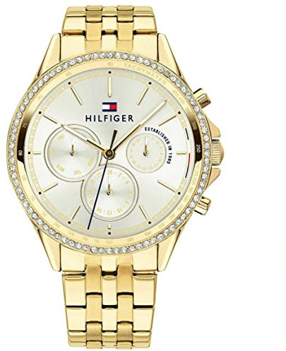 Tommy Hilfiger Multi Zifferblatt Quarz Uhr für Damen mit Gelbgoldfarbenes Edelstahlarmband - 1781977