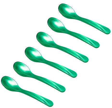 Heim Söhne 6er Set Acrylglas Löffel ca. 12,2 cm – Zauberhafte Eierlöffel in Perlmuttoptik für unvergessliche Momente beim Frühstück, Dessert & mehr – Handgefertigt in Deutschland (Grün)
