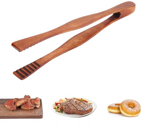 Pinzas de Madera para Barbacoa, Tenacillas, Cocina, Buffet | largo, resistentes al calor, para carne y verduras, ideales exteriores, fácil agarre