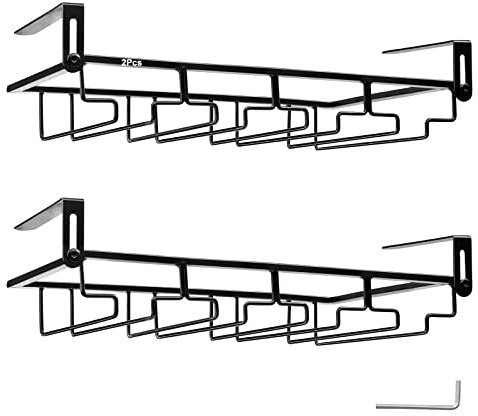 2 Stück Verstellbares Weinglashalter Gläserhalter aus Metall, stanzfreier Weingläser Aufbewahrungshalter unter Schrank Kleiderbügel, Stemware Display Stand mit Schrauben für Bartheken Küchen
