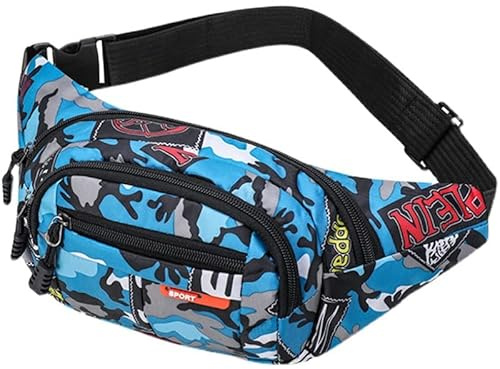 Riñonera Resistente al Agua de Camuflaje, Bolsa de Cintura de Tela de Nailon para Hombres Niños, Correr Senderismo Viajes Deportes