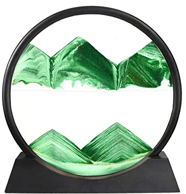 Arthink Bewegliche Sandkunst Bild in Bewegung, rundes Glas, 3D, Tiefseelandschaft, dynamische Sandkunst-Sandlandschaften, sensorisch, entspannend, Desktop-Tischdekoration, Schreibtischdekoration,