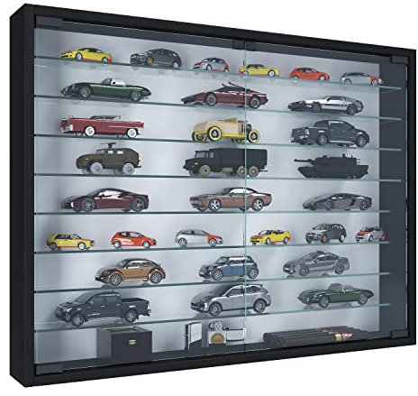 VCM Glasvitrine hängend | Vitrine Glas mit ESG-Sicherheitsglas | Maße: H. 60 x B. 80 x T. 10 cm | Hängevitrine Glas | Modern und platzsparend | Glas Vitrinenschrank - Mandosa XXL