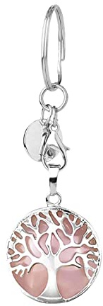 Porte-clés en Pierre Précieuse Naturelle, Arbre de Vie Lithothérapie Reiki, Lithothérapie Pendentif, Porte-bonheur Amulette Pendentif Porte clés