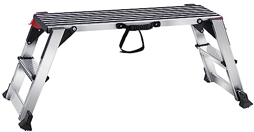 VEVOR Piattaforma da Lavoro in Alluminio Pieghevole Portatile Carico Max.200kg Uso Interno Esterno,Sgabello da Lavoro Basso in Alluminio Pieghevole 48,7x128x30cm,Cavalletto Pieghevole Aluminio,Silver