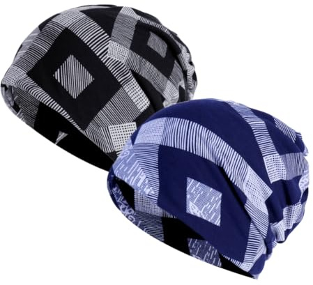 Oulitigy Chemo mössa huvudbonad hatt randig keps stretch mjuk multifunktionell bandana slouch, Färg 7, one size