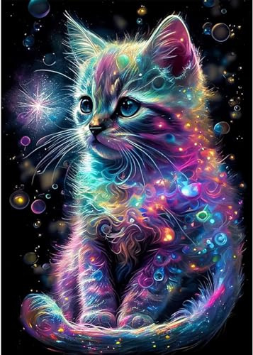 FCXQG Diamond Painting Katze Diamantstickerei Erwachsene Bilder Kinder-Stickerei-Set Wand Zimmer Home Decor 30x40
