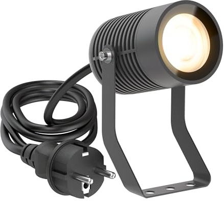 ledscom.de Projecteur de jardin SHINGA pour l'extérieur, IP65, fiche, anthracite, ampoule LED GU10 1103lm, blanc chaud incluse