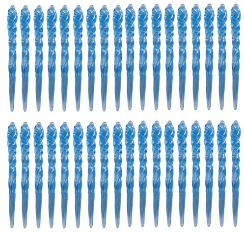36 Piezas Navidad Carámbano Claro Colgante，Navidad Adornos De Carámbanos，para Arbol De Navidad Carámbano Claro Invierno Colgando De Plástico El Plastico.(Azul)