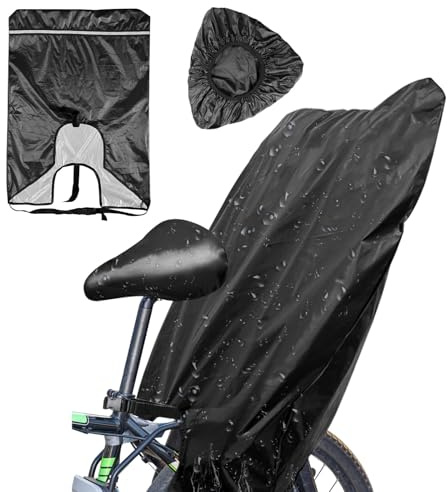 Regenschutz Fahrradsitz Kinder, 420D Oxford Fahrradsitz Hinten Regenschutz | Wasserdichte Regenschutz für Fahrradkindersitz, Schwarz Abdeckung für Kinder mit Reflekorstreifen zum Alle Sitze