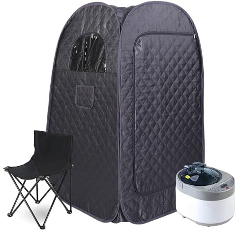 Sauna à Vapeur Portable, Sauna Pliable 1000W, Avec TéLéCommande Et Instrument De Fumigation Et Chaise Pliante, Tente De Sauna Spa, Sauna Maison Pour Spa Personnel à Domicile, 125 * 73 * 73cm
