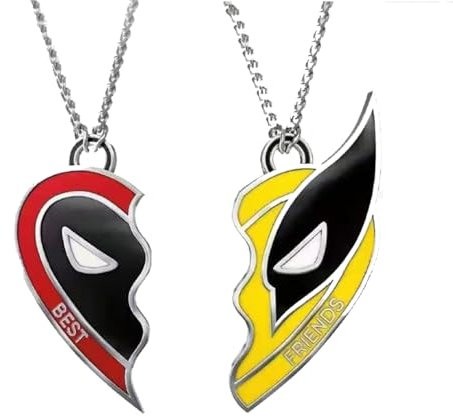 S.F.Pachira Freundschaftskette, halbes Herz, Freundschaftskette, Superhelden-Halskette, roter und gelber Anhänger, Schmuck, Geschenk für beste Freunde, Männer, Frauen, Jungen, Mädchen, 2 Stück,