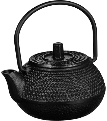 Garneck Tetera pequeña de hierro fundido, adorno decorativo para el hogar y la oficina, resistente al óxido con artesanía y diseño clásico