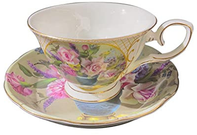 Porcelain Teacup Flower Shaped Teacup Set Kitchen Bone China Coffee Mug Restaurant Bar