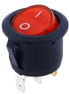 PDFEswm 1 pièces 12v LED Interrupteur 20A 12V Interrupteur d'alimentation Voiture Bouton lumières Marche/arrêt 3pin Rond Interrupteur à Bascule(Red,220V)