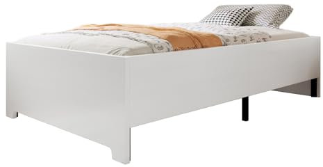 infirack Einzelbett 90×200 cm,Weiß Massivholzbett Bettgestell mit Lattenrost,perfekt für Erwachsene Kinder Teenager, Stabiler Bettrahmen mit rutschfestem Design,kein Boxspring erforderlich