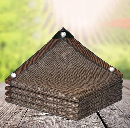 AuMarndi Telo Ombreggiante Occhiellato 4x4 6x8 Vela Teli Ombreggianti da Esterno Ombra Anti-UV 90% Permeabile Rete Ombreggiante per Serra Giardino, Terrazze, Piante, Piscina, Pollaio,brown-4x8m