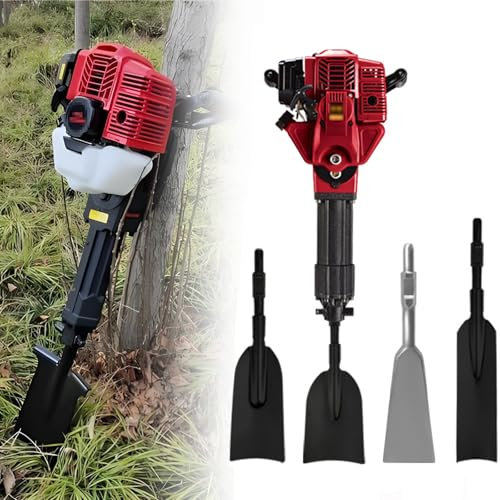 YSFHYAN 52cc 2-Stroke Trencher Digger Machine,Planting Shovel Machine,Portable Trencher,Engine Portable Excavator,with Four Types of Shovels,for Digging Trees and Cutting Roots