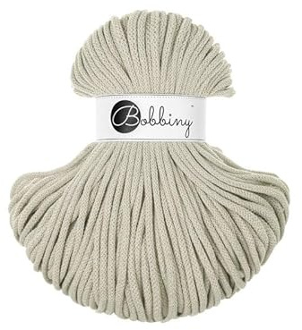 Bobbiny Premium Baumwoll-Flechtschnur - 5mm x 100m - Vielseitige Makramee-Kordel für Stricken, Weben, DIY-Basteln und Heimdekoration - Hochwertige Bunte Bastelschnur - Pale Olive