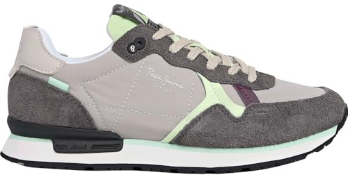 Pepe Jeans Tenis Brit Air W para Mujer, Gris Humo Gris, 4 UK