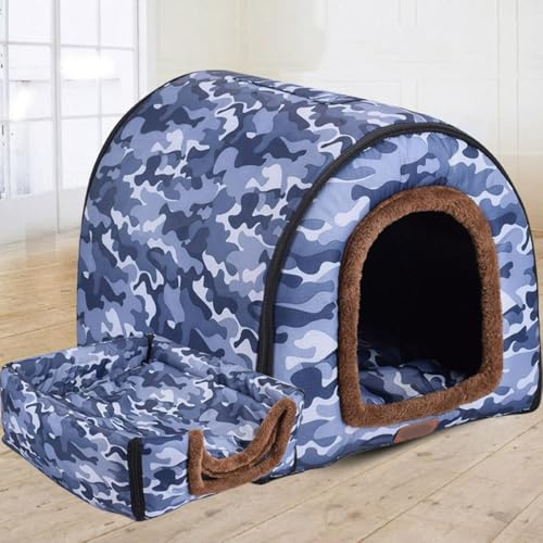 Hundehütte 2-in-1, extra großes Hundebett mit abnehmbarem Kissen, beruhigende Katzenhöhle zur Angstlinderung, warme Hundehütte für den Winter, waschbares, faltbares Jumbo-Hundezel