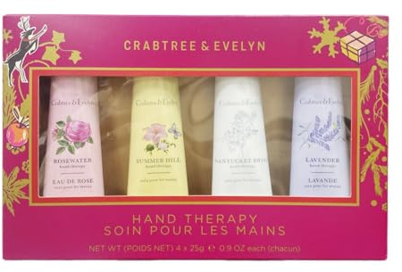 Crabtree EveIyn Hand Therapy Gift Set - 4 Pack - Summer Hill & Nantucket Briar & Lavender & Rosewater | 25g Each [GIFT SET] IMPERFECT BOX
