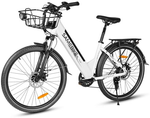 SAMEBIKE Electric Bike for Adults, 26 Long Range Ebike with 36V 15Ah Removable Battery, 250W Motor Electric Bicycle Pedal Assist EAPC with LCD Display for Daily Commuting and Shopping (white)