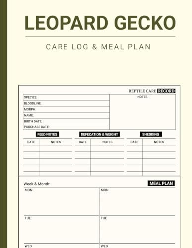 Leopard Gecko Care Log & Meal Plan Book