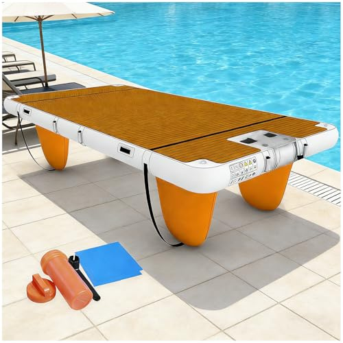 Aufblasbare Schwimmplattform, schwimmende Insel, Schwimmmatte für das Wasser mit Rutschfester Oberfläche 20 cm dick für Schwimmbad, See, Strand und Meer,4x3m