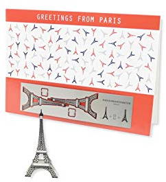 Skulpo Edelstahl Pop Up Grußkarte - Eiffelturm - Geschenk Paris Souvenir Paris Deko, für Frankreichfans und Parisreisende