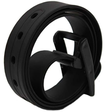 MEISHINE® 115 * 3.5cm Candy Colour Unisex Cintura in Silicone con Fibbia Plastica per Uomo Donna (Nero)