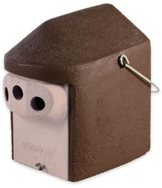 Naturschutzprodukt Vogel Nistkasten Nisthöhle Satz 2 Stück Vogelhöhle Typ 2GR Dreiloch je Durchmesser 27 mm mit Marderschutz aus Holzbeton Höhe 31 cm