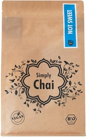 Simply Chai Bio & Vegan Not Sweet Chai Latte - 500g | Ungesüßter indischer Gewürztee, ohne Zuckerzusatz, instant Chai Tee, kleines Ritual für gemütliche Momente