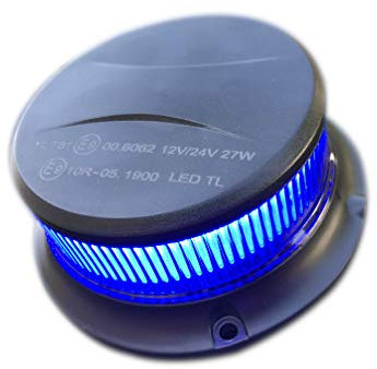 Luz LED giratoria azul de advertencia 18 LED con ECE R65 R10 imán 3 patrones de flash 12 V 24 V