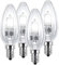 4 Pack 28W SES E14 Clear Candle Light Bulbs, Small Screw, Classic Incandescent Dimmable Lamps, 28W = 37W, 370 Lumen, Mains 240V, Energy Saving Halogen Bulbs