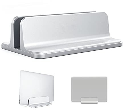 Oranlife Vertical Laptop Stand Holder, Vertical Desktop Holder with Adjustable Dock Size, Laptops Holder Compatible with All Notebooks MacBook Surface Gaming Pad[Silver]