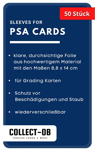 Piuess 50x PSA Card Sleeve Schutzhüllen für Sammelkarten, Polypropylen (PP) oder Polyethylenterephthalat (PET), DIN A6, Klar und Einfach