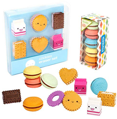 22 Pièces Gomme à Effacer Gomme Fantaisie en Forme de Cookie Gomme Fête Sac Remplisseurs Dessin pour les Filles, Créative Cadeau, Récompenses (6 Styles)